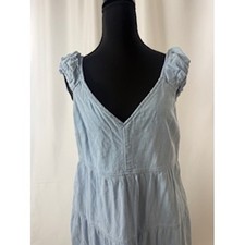 Old Navy Light Blue Chambray Tiered Midi Dress Womens Size Medium