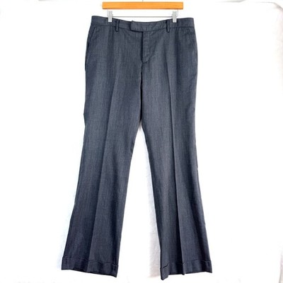 HANS UBBINK Virgin Wool Cuffed Straight Dress Trousers Pants Mens EU 44 US 34