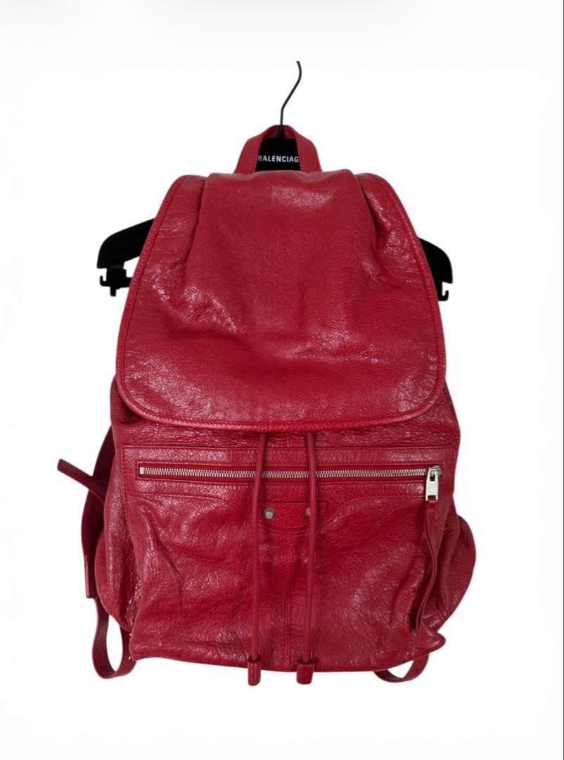BALENCIAGA Backpack Nicola era City Red Leather Silver Hardware