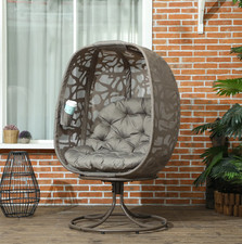 Garden Egg Chair Metal Swivel Cushion Seat Outdoor Patio Deck Lounge Armchair