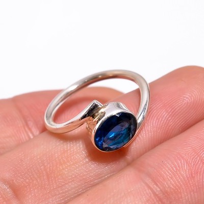 London Topaz Gemstone Jewelry 925 Sterling Silver Handmade Boho Ring For Mother