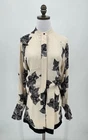 Reiss Vivyian Cream Black Rose Print Long Sleeve Tunic Mini Dress Sz US 6