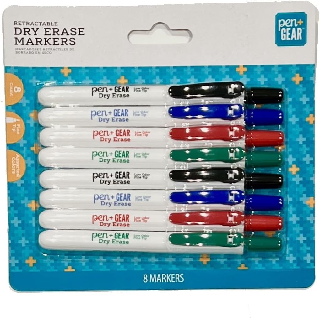 Pen+Gear Retractable Dry Erase 8 Markers - NEW - unopened