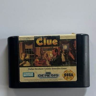 Tested and verified Clue Sega Genesis Detective Video Game Cartridge 16-Bit
