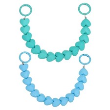 2PCS Purse Extender Chain, Acrylic Heart Chain Decorative Strap, Blue Green