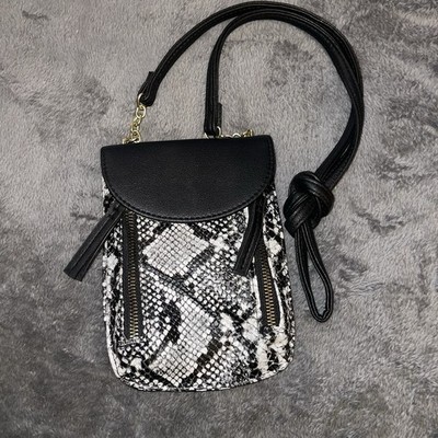 Crossbody Snake Skin Purse Black And White