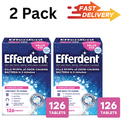 #ad Efferdent Retainer amp; Denture Cleaner Tablets Complete Clean 126 Count $10.48