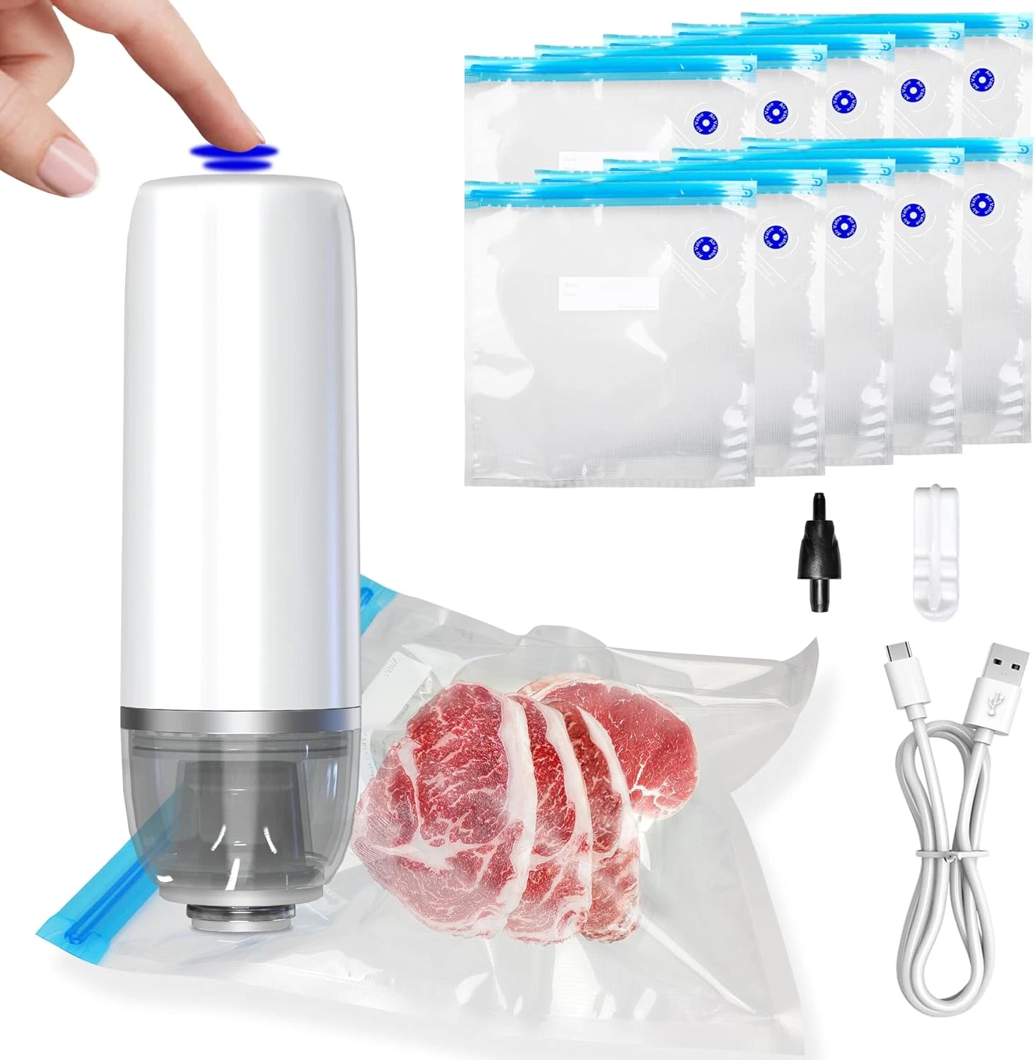 Handheld Vacuum Sealer for , Portable Cordless Vacuum Sealer Machine Set with 10