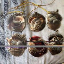2026 Forest Animal Acorn Ornaments Hanging 2D Flat Pine Cone Animal Decoration