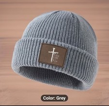The Way, The Truth, The Life Jesus Beanie Knit Hat Grey Unisex Adult New