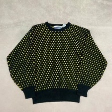 Vintage Knitted Jumper Abstract Patterned Grandad Knit Sweater Men's L