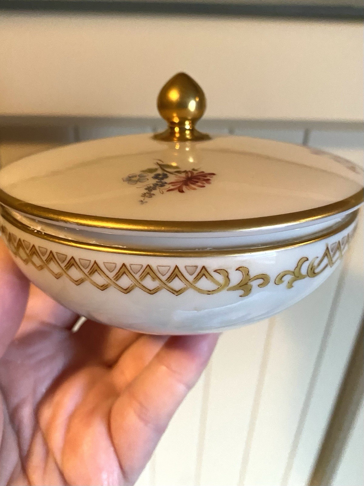 VTG Lenox Queen&rsquo;s Garden Floral Bone China Candle Trinket Box 80s Never Burned