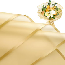 20 Sheets Gold Flower Wrapping Paper, Waterproof Floral Wrap Gold Edge Bouquet W