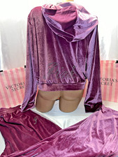 Victorias Secret Pink Bling Crop Hoodie  Flare Pants Velour Set XXL Last One