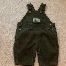 BABY GAP 1-3 MONTH DARK GREEN CORD OVERALLS, 6 POCKET, CARPENTERS LOOP, LOGO