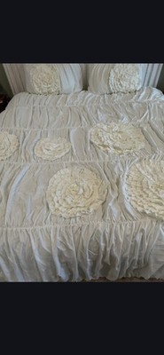 Lush Decor Serena 3 Piece Comforter Set, King, Ivory, w/ 4 Matching Curtains