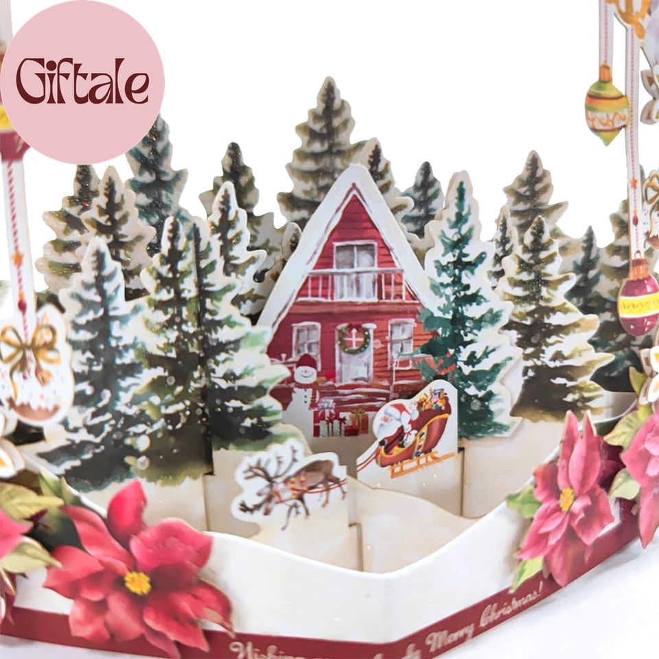 Tarjetas de Navidad Pop Up, Tarjeta de Felicitación de Navidad 3D para Padre Hermano Hermana Mujer Foto 3 de 4