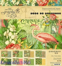 Graphic 45 Lost In Paradise 8x8 Paper Pad 24 Sheets Flamingo Tropical Birds