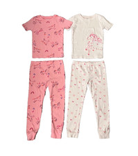 Carter's Girls 4-Piece Unicorn/Rainbow Snug Fit Cotton Pajama Sets - Pink 5T