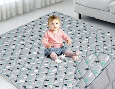 Premium Foam Baby Play Mat 50"X50" Non Slip Large Playpen Mat Gray Dinosaur