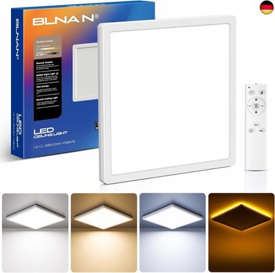 BLNAN LED Deckenleuchte Dimmbar, 18W 1800LM Deckenlampe mit Fernbedienung, 4W