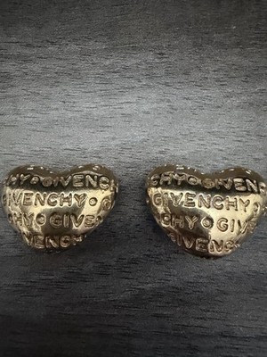 Givenchy Heart Logo Clip-on Gold Plated Earrings Vintage