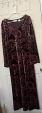 Vtg Studio Ease Velvet Paisley Boho Maxi Dress Stretch Red Women’s 16 Whimsigoth
