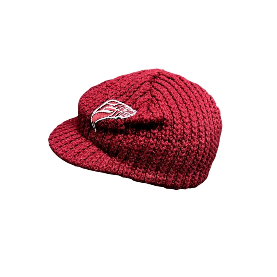 Sombrero patinador vintage Y2K Freshjive rojo acrílico/poliéster tejido ala - rojo oscuro Foto 4 de 4