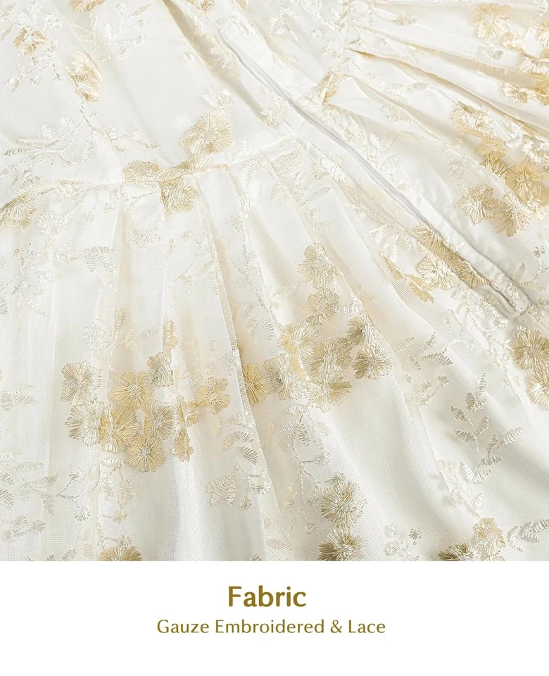 NSPSTT Vestidos Regencia Dorados para Mujer 1800 Vestido Vintage Victoriano Baile Go... Foto 4 de 4