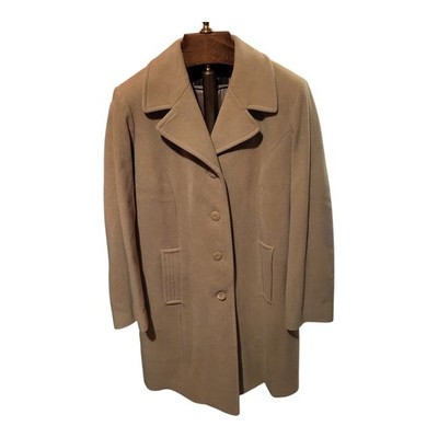 Fleet Street  WomensWool Blend Camel Beige Long Over Coat Size Large 
