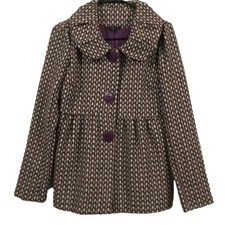 Max & Mia Purple Tweed Wool Blend Button Snap Lined Peplum Swing Jacket Medium