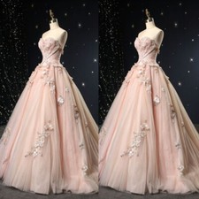 Elegant Light Pink Wedding Dresses Sweetheart with 3D Flowers A Line Bridal Gown
