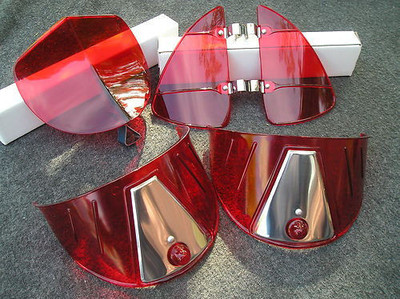NEW RED VINTAGE STYLE HOOD BUG / VENT DEFLECTORS / HEAD LIGHT VISORS !