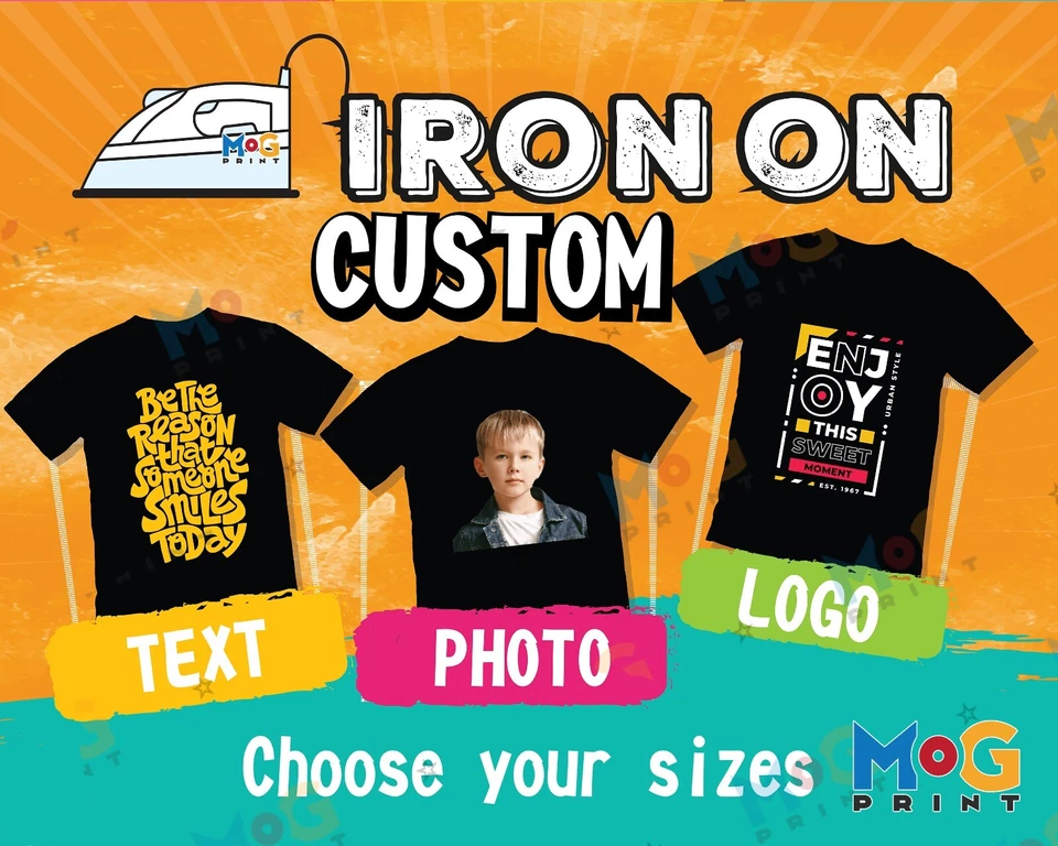 Custom Iron On Heat Transfers Personalised DIY T-shirt Ready Apply DTF Wholesale - Image 1 of 4