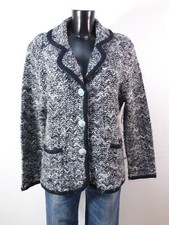 MORE CONCEPTION Damen Jacke Gr XL DE / Schwarz Weiß Wolle  ( Q 6958 )
