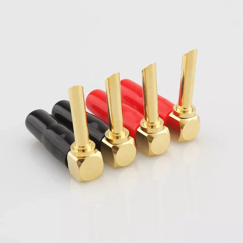 8pcs High-end Gold Plated 90 Degree Banana plug Screw Lock Connector Audio Wire - Picture 6 of 7