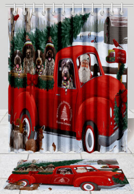 Wirehaired Pointing Griffon Dog Bath Mat & Shower Curtain Christmas Custom NWT