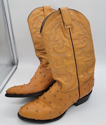 Ostrich Cowboy Boots Tan Unisex 26 1/2 Mens 9 Womens 10 | eBay display picture 3
