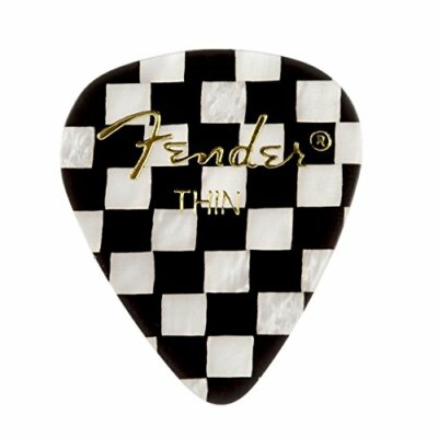 Fender 351 Premium Celluloid Guitar Picks - THIN, CHECKERED - 12-Pack (1 Dozen)