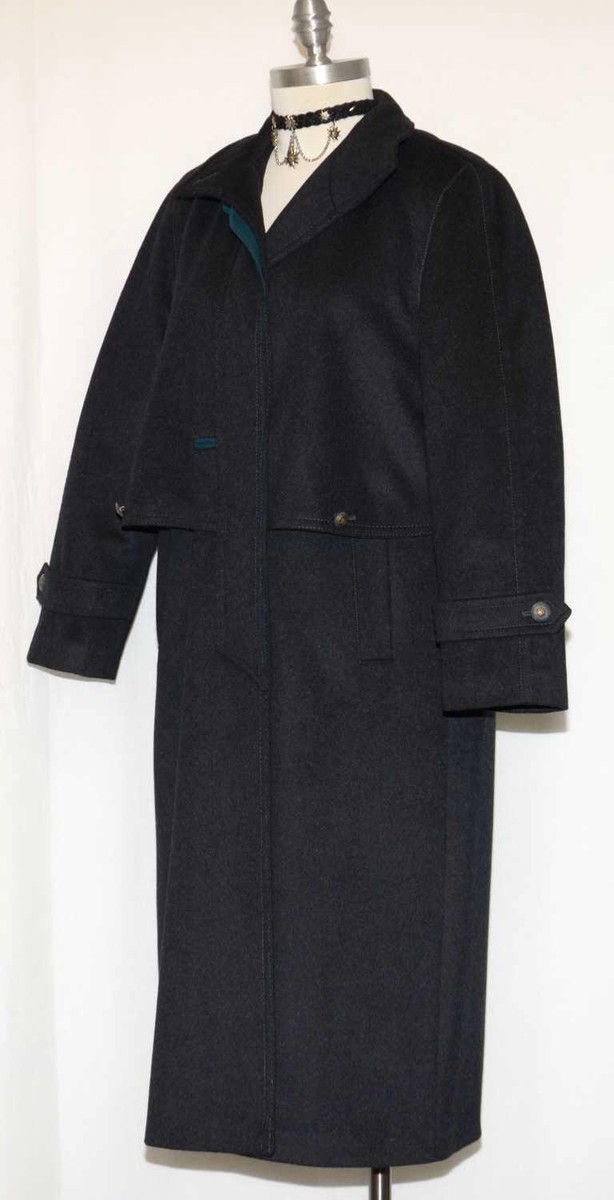 ORIGINAL LODEN BLACK Over COAT Boiled WOOL German Winter LONG