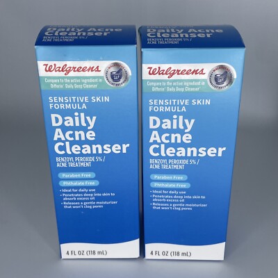 WALGREENS Sensitive Skin Formula Daily Acne Cleanser 4 Fl. Oz (Two 2) Exp 2025