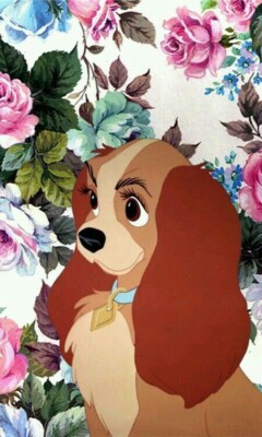 Lady and the Tramp with Flowers Collage 6x10 Quilters and Craft