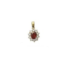 Pendentif Fleur Marquise coul. rubis Cz  Plaqué Or 750/000 garanti