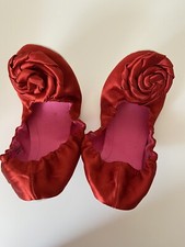 NIB Kate Spade Red Satin Flower Ballerina Slippers Shoes 6M