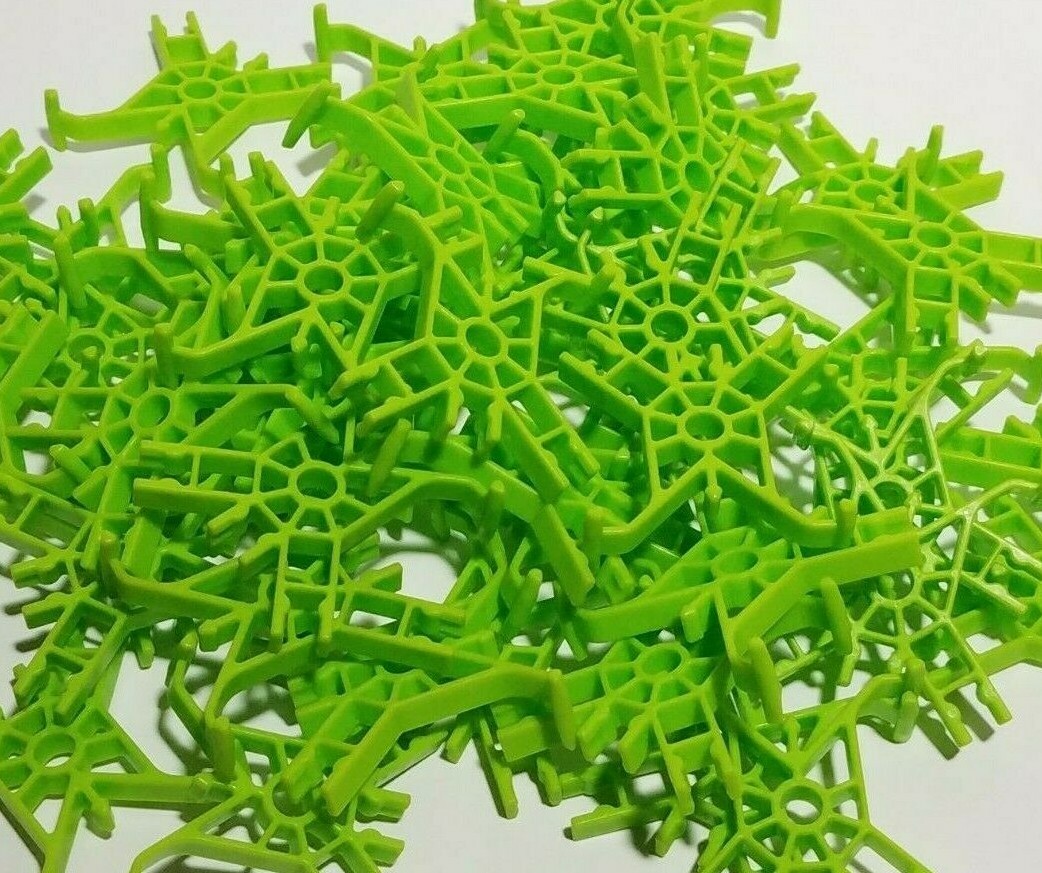 100 KNEX Neon Green Connectors Cross Tie Serpent Roller Coaster