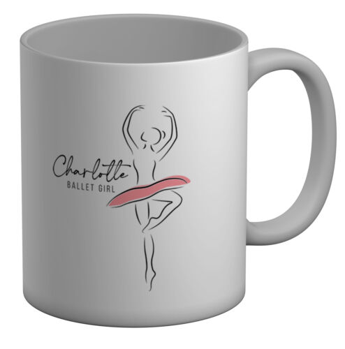 Personalised Ballet Girl drawn Ballerina Dance White 11oz Mug Cup Gift - Picture 1 of 1