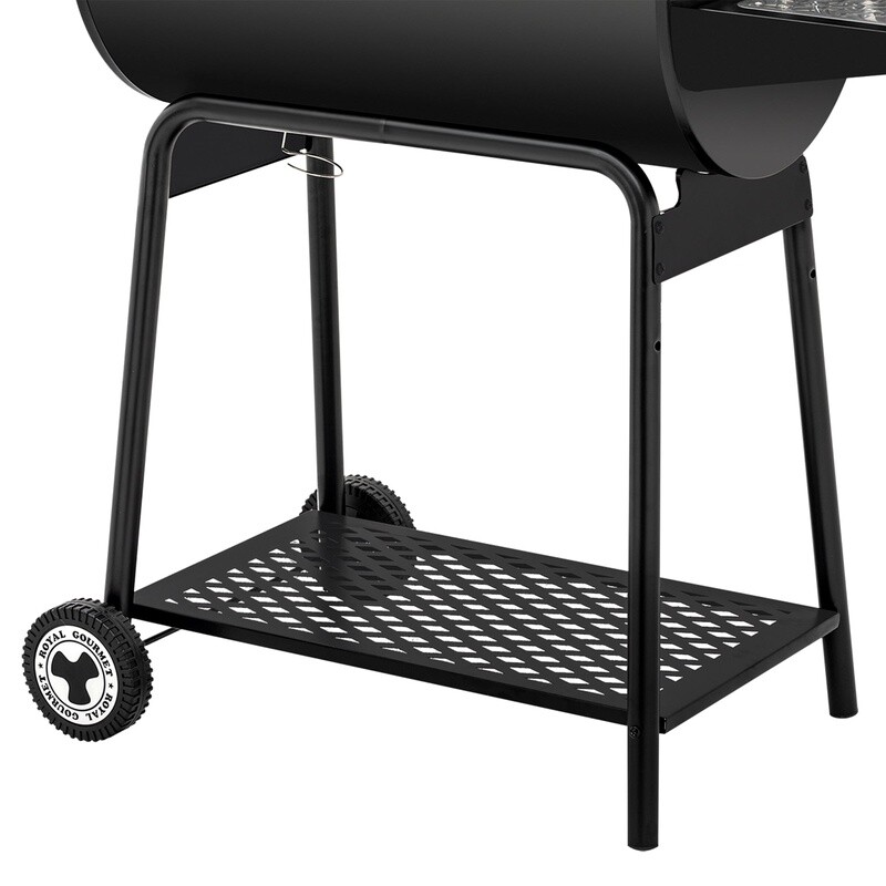30 Inch Barrel Charcoal Grill W/ Adjustable Fire Grates & Storage Shelf New