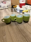 Vtg Lot Of 4 Anchor Hocking Fire King D Handel Mug  (Green & Black In Color)