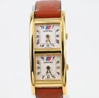United Air Lines Dual Time Quartz Ladies Watch White Dial 19x36mm Vintage Work