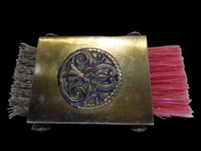 Vintage Brass Shoe Brush Dual Sliding Brushes Ornate Top